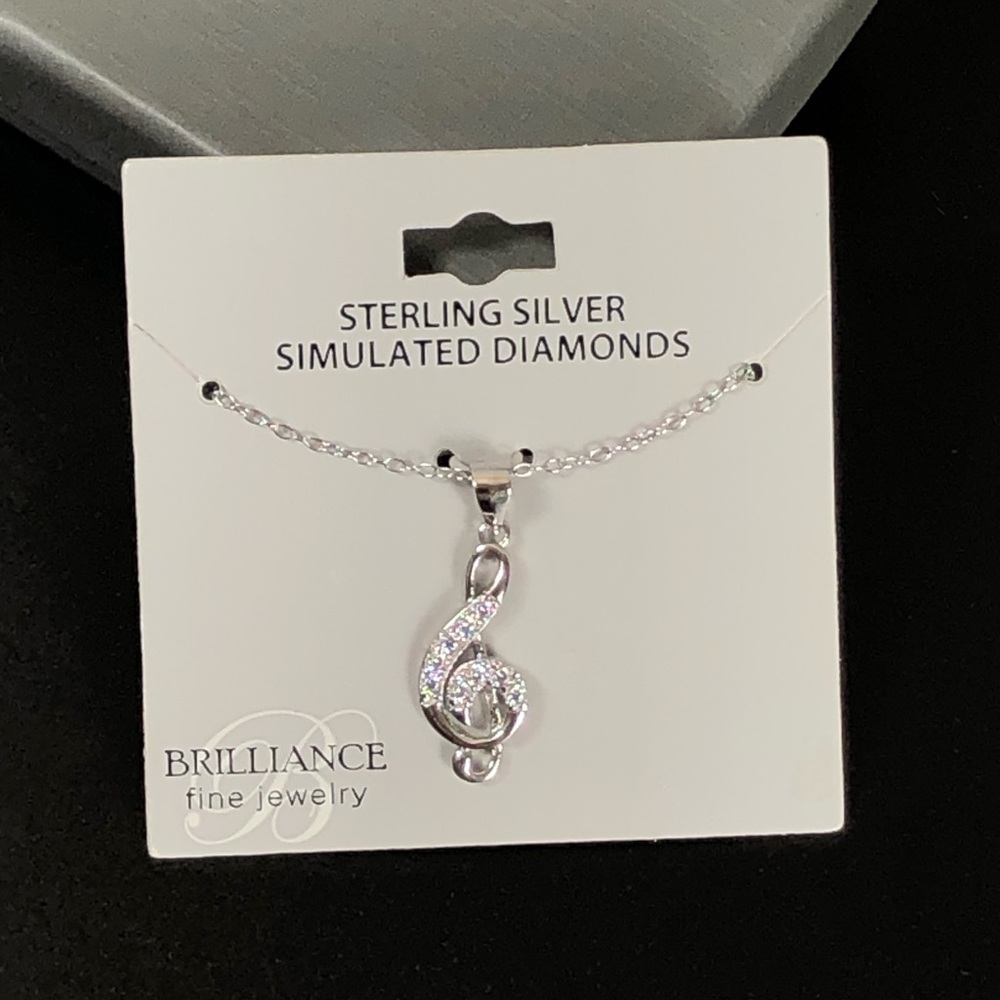 Brilliance Fine Jewelry Note Music Sterling Simulated Diamonds 18in